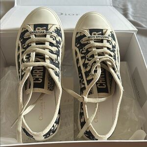 Dior Black and White Sneakers with Unique Animal Print